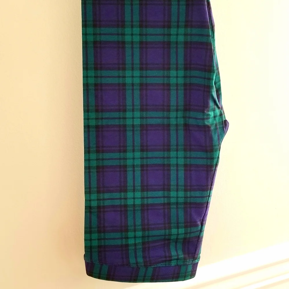 New! J Crew Sz 6 Crewcuts Girls' Leggings Blackwatch Tartan Blue Green Pants NWT
